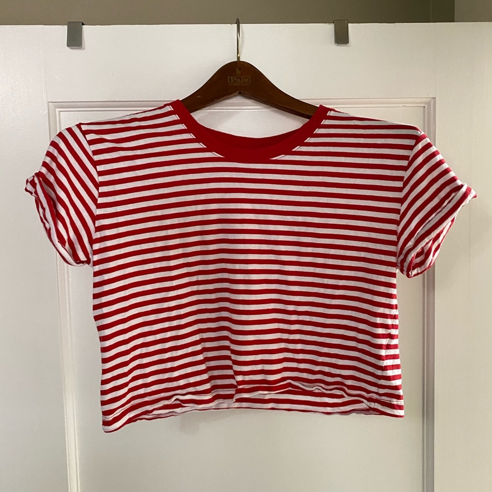 Red and white striped crop top from H&M